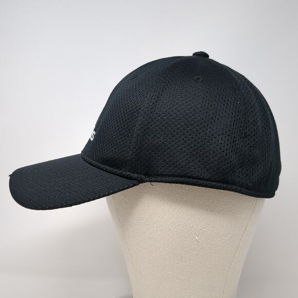 Adidas Fitted Baseball Cap Black XL Breathable Embroidered Vented Holes 6 Panel - Picture 3 of 10